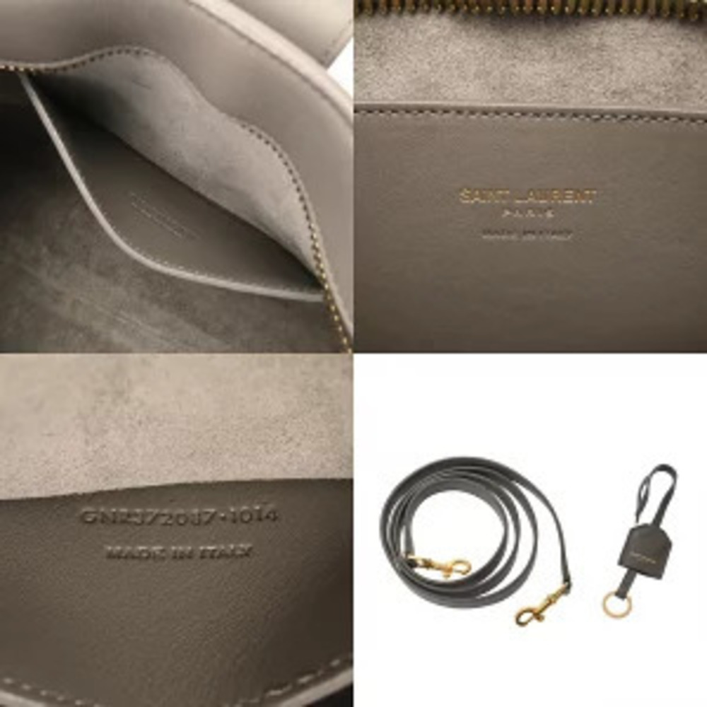 Saint Laurent Baby Cabas Bag Gray Grained Calf Leather Handbag - Picture 9 of 9
